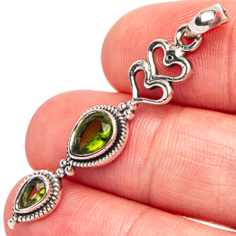 Peridot Heart Pendant 1 3/4" (925 Sterling Silver) P45518