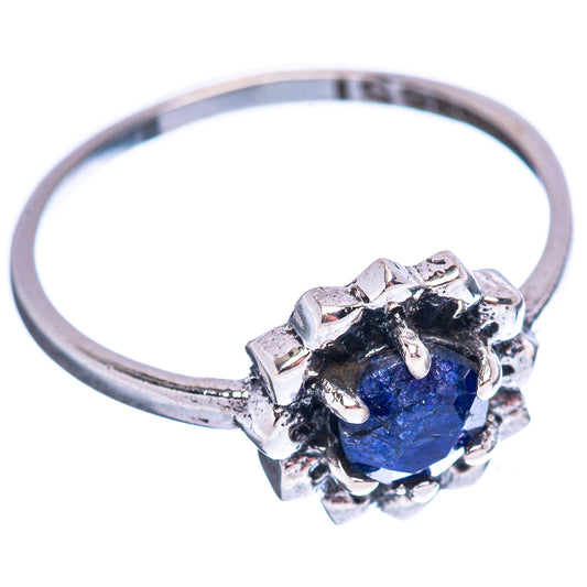 Blue sillimanite .925 sterling silver ring, size 7, round stone in decorative setting