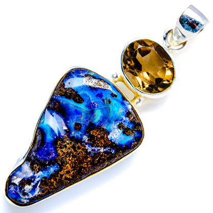 Boulder Opal, Smoky Quartz Pendant 2 1/8" (925 Sterling Silver) PD38252