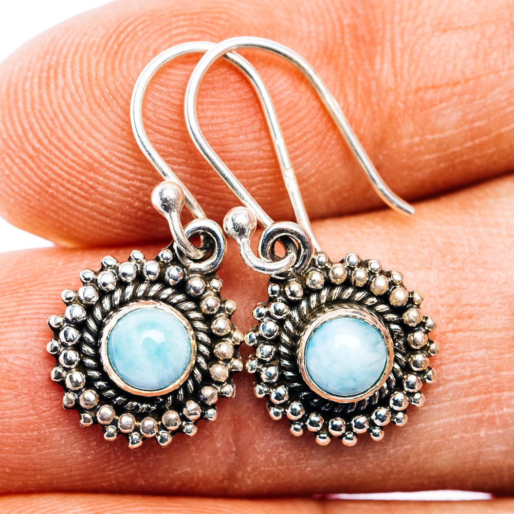 Larimar Earring 1" (.925 Sterling Silver)