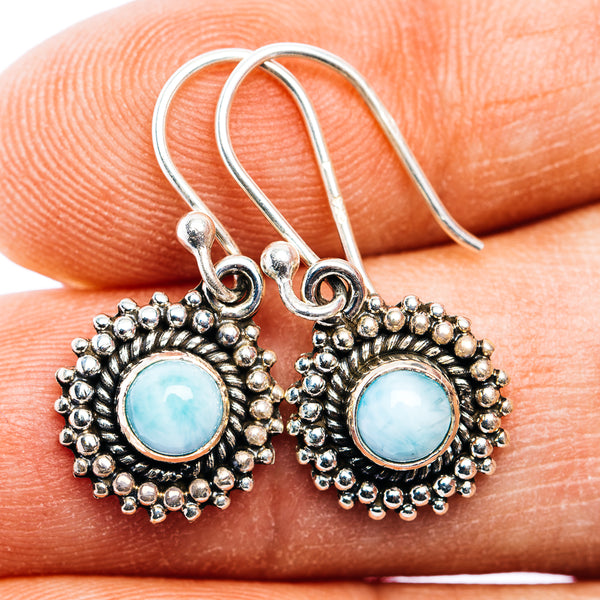 Larimar Earring 1" (.925 Sterling Silver)