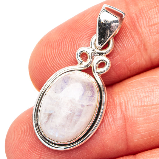 Rainbow Moonstone Pendant 1 1/8" (.925 Sterling Silver)