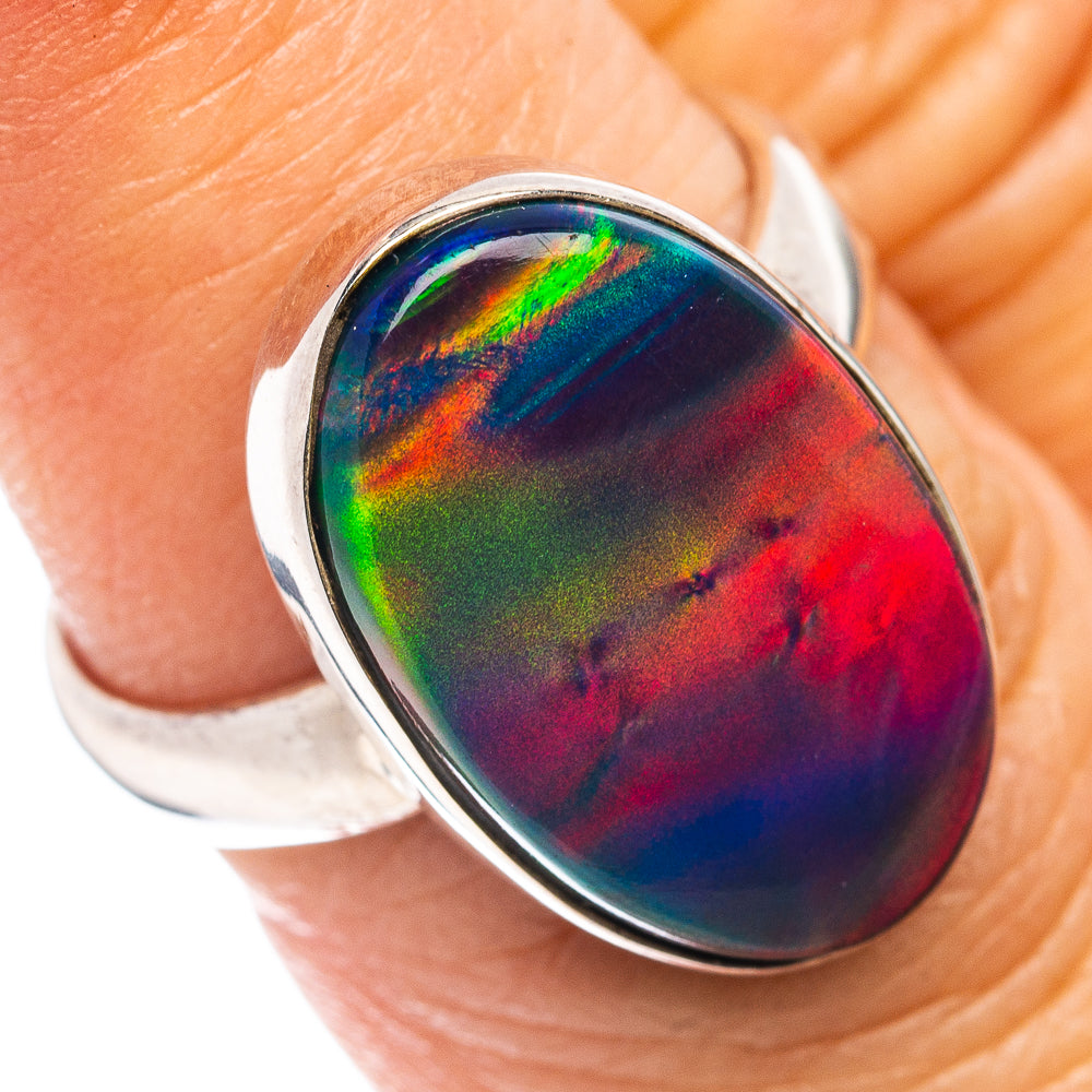 Premium Aurora Opal Ring Size 6.5 (.925 Sterling Silver)