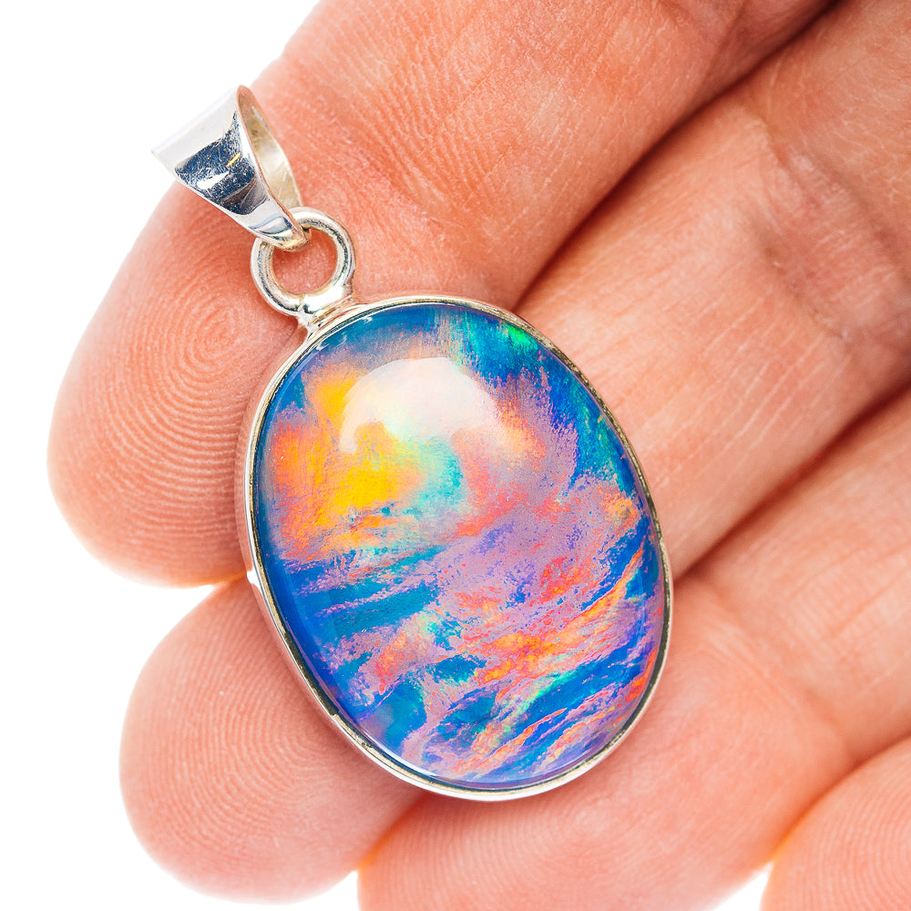 Aurora Opal Pendant 1 1/2" (.925 Sterling Silver)