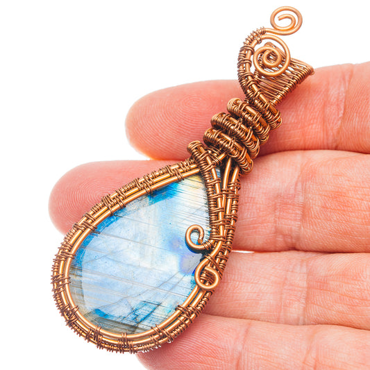 Labradorite Wire Wrap Pendant 3" (Copper)