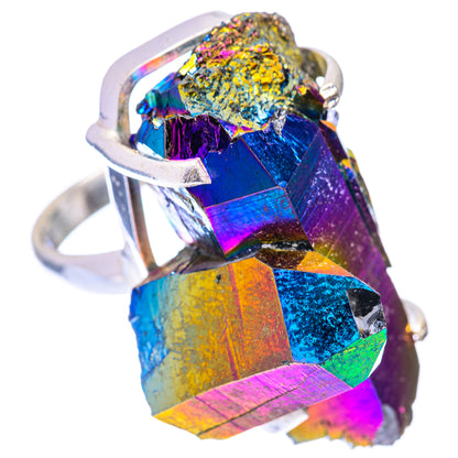 Large Titanium Sunshine Druzy Ring Size 7.75 (925 Sterling Silver) R141043