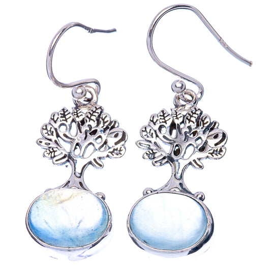 Aquamarine Tree Earrings 1 3/8" (925 Sterling Silver) E1422
