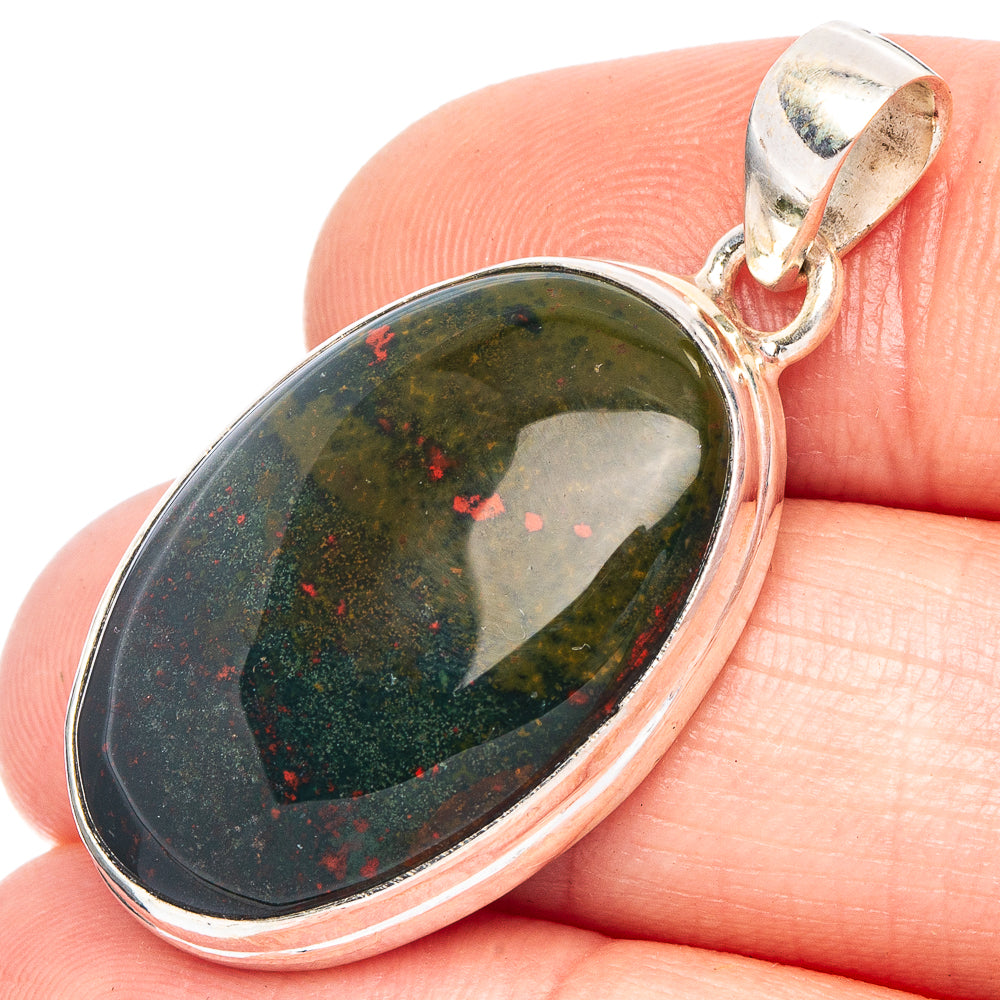 Bloodstone Pendant 1 1/2" (925 Sterling Silver) P43985