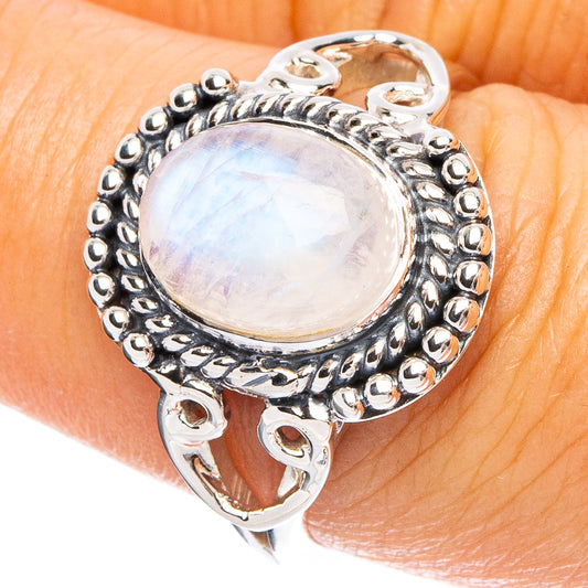 Rainbow Moonstone 925 Sterling Silver Premium Ring Size 7.75 (925 Sterling Silver) R6592