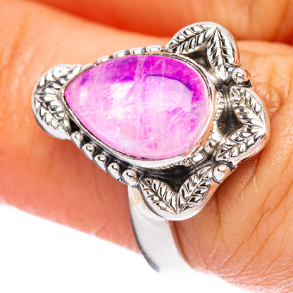 Pink Moonstone Ring Size 6.5 (925 Sterling Silver) R3773