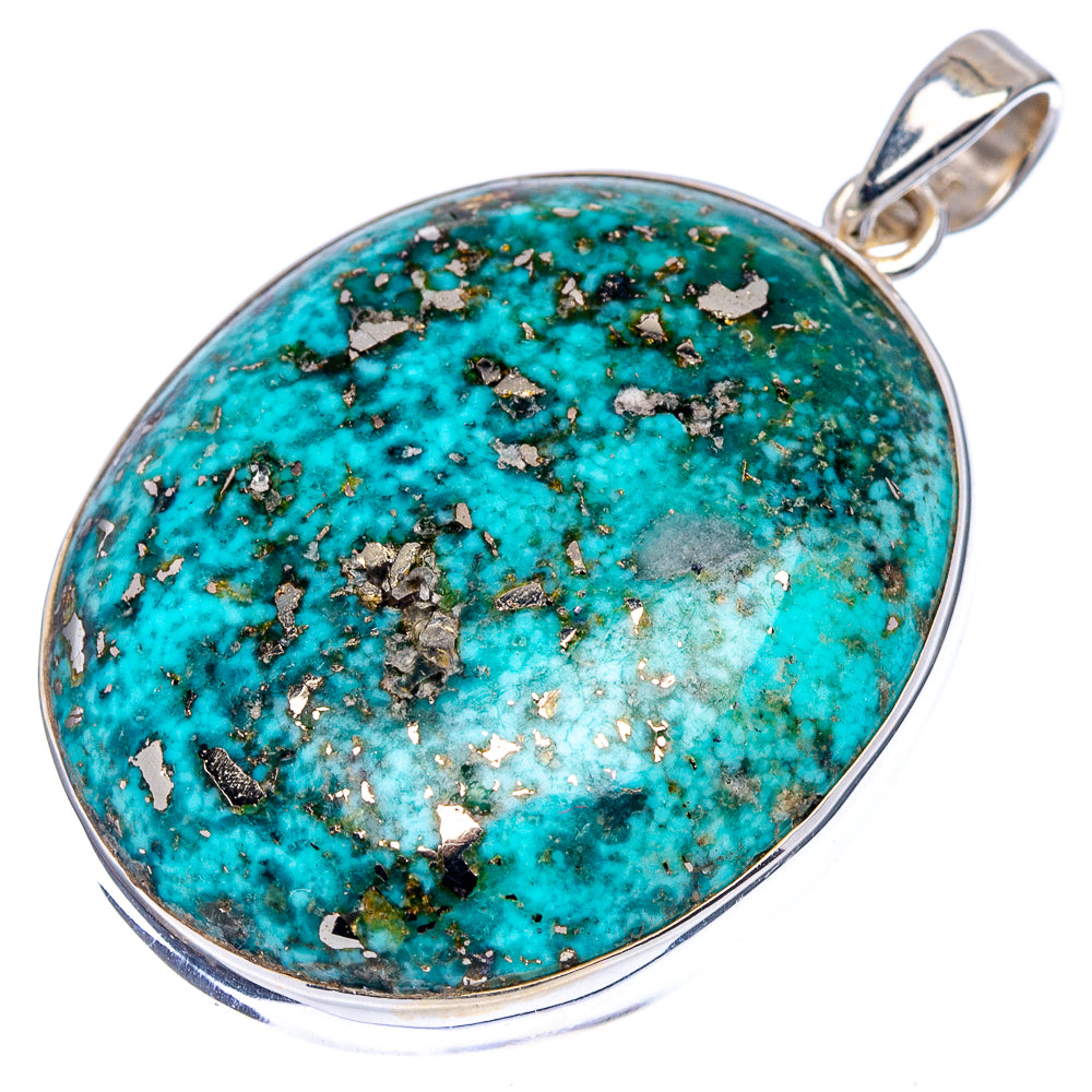 Premium Persian Turquoise Pendant 1 5/8" (.925 Sterling Silver)
