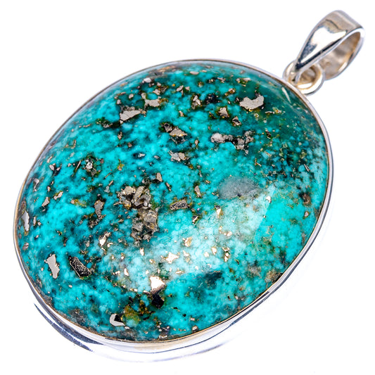 Premium Persian Turquoise Pendant 1 5/8" (.925 Sterling Silver)