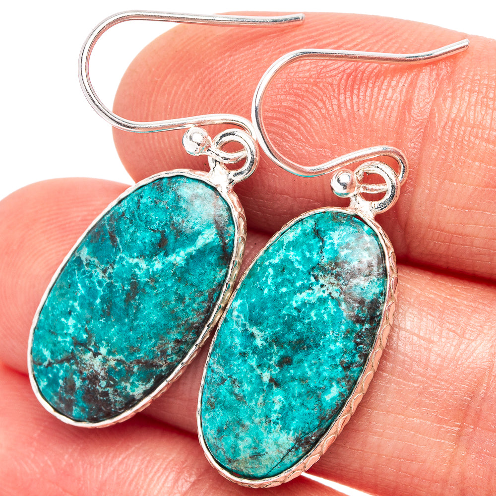 Turquoise Earrings 1 3/8" (.925 Sterling Silver)
