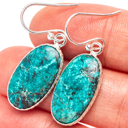 Turquoise oval drop earrings in .925 sterling silver with fishhook backs