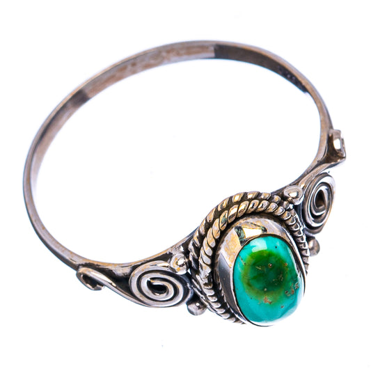 Dainty oval turquoise cabochon sterling silver ring with rope bezel and swirl shank details
