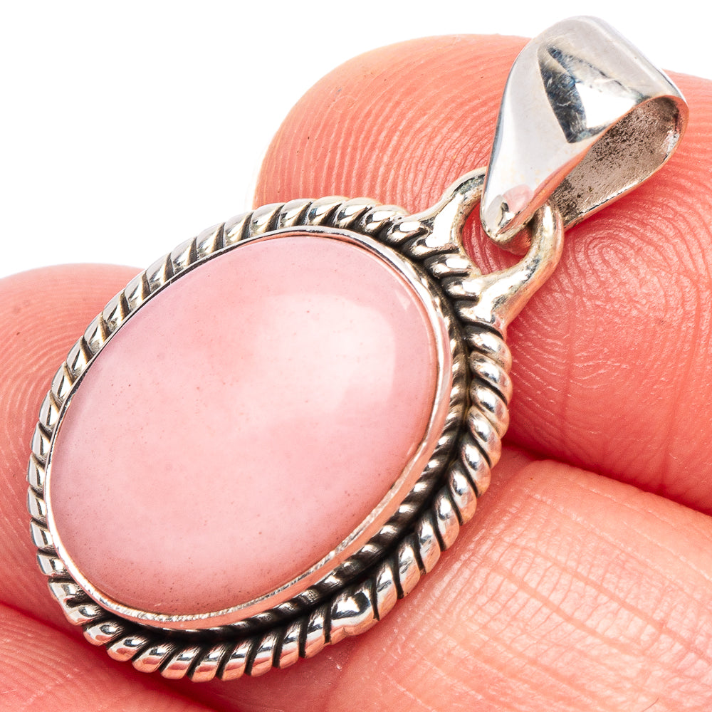 Pink Opal Pendant 1 1/8" (925 Sterling Silver) P44277