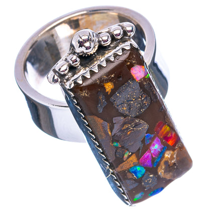 Exclusive Boulder Opal Matrix Ring Size 6 Adjustable (.925 Sterling Silver)