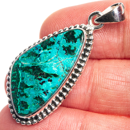 Turquoise teardrop stone pendant in 925 sterling silver with loop bail