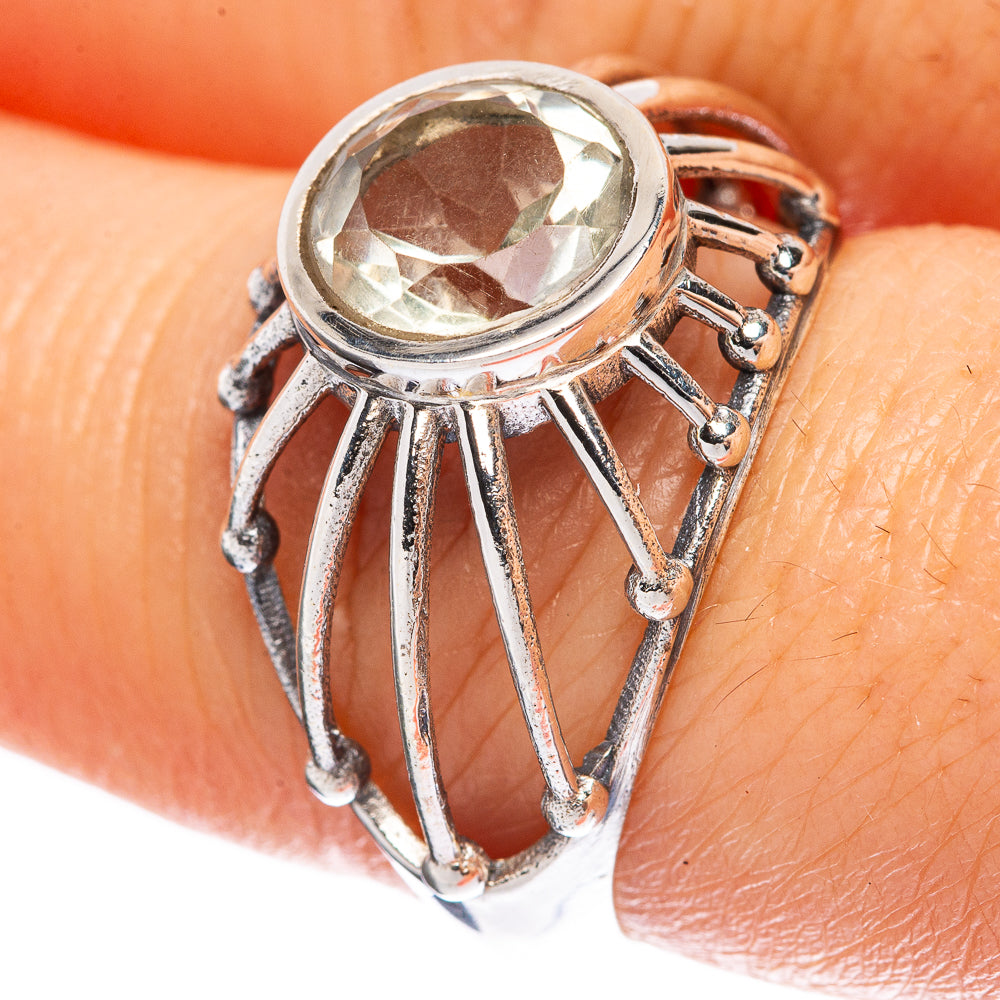 Value Faceted Green Amethyst Ring Size 7.75 (925 Sterling Silver) R3214