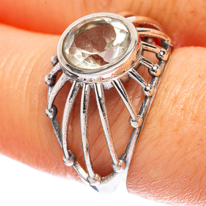 Value Faceted Green Amethyst Ring Size 7.75 (925 Sterling Silver) R3214