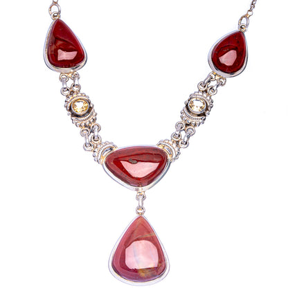 Bloodstone, Citrine Necklace 18 1/4" (925 Sterling Silver) N90090