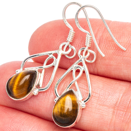 Tiger Eye Earrings 1 3/8" (925 Sterling Silver) E433425