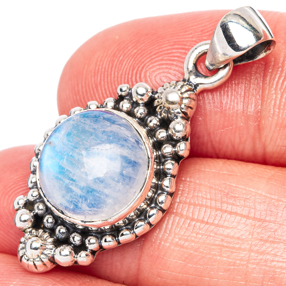 Rainbow Moonstone Pendant 1 3/8" (925 Sterling Silver) P42389