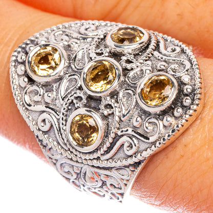 Faceted Citrine Cross Ring Size 8.75 (925 Sterling Silver) R147179