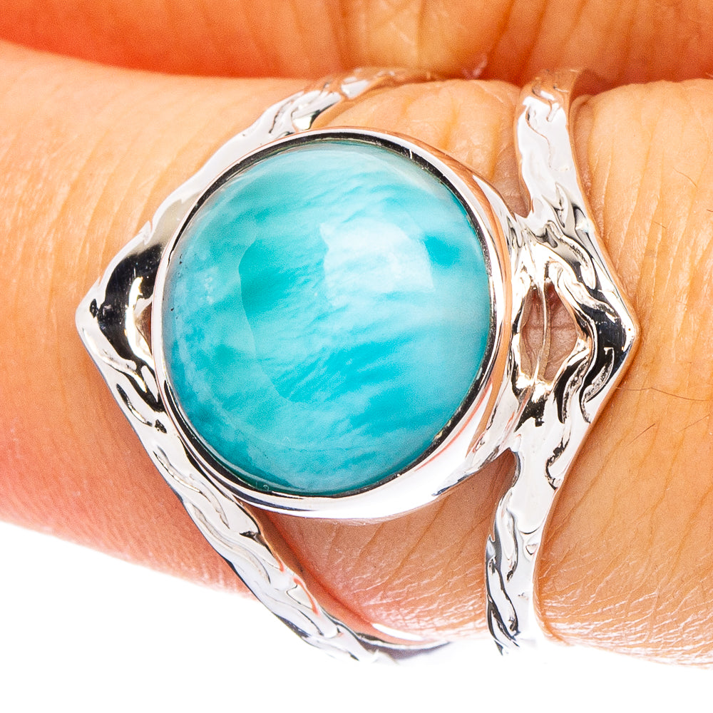 Larimar 925 Sterling Silver Premium Ring Size 7.5 (925 Sterling Silver) R6510