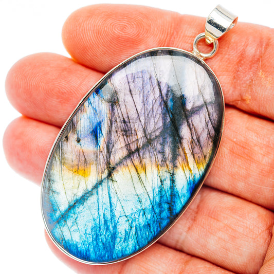 Premium Spectrolite Pendant 2 1/2" (.925 Sterling Silver)
