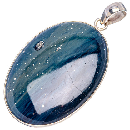 Blue Slag Pendant 2 1/8" (.925 Sterling Silver)