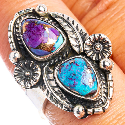 Purple Copper Turquoise Ring Size 7 Adjustable (.925 Sterling Silver)