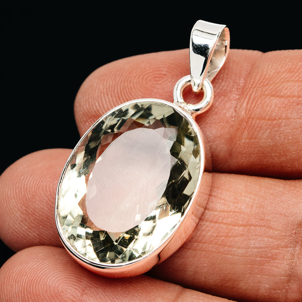 Premium 24.5ct Faceted Prasiolite Pendant 1 3/8" (.925 Sterling Silver)