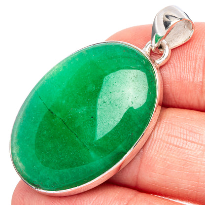 Green Aventurine Pendant 1 5/8" (925 Sterling Silver) P43116