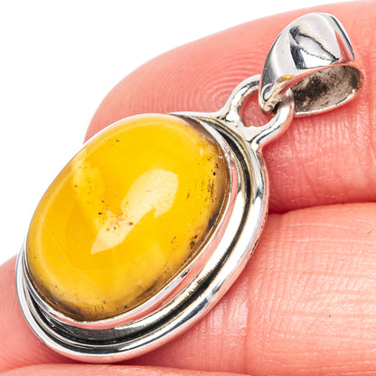Rare Bone Amber Pendant 1 1/4" (925 Sterling Silver) P41306