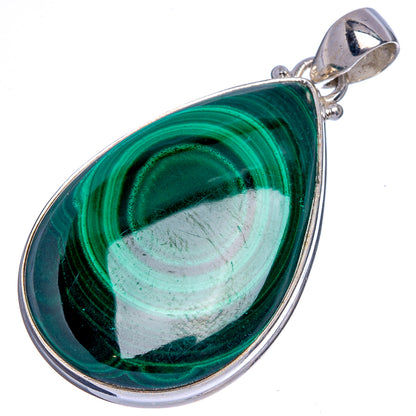 Malachite Pendant 1 7/8" (925 Sterling Silver) P40263