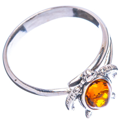 Baltic Amber Sea Turtle Ring Size 6 Adjustable (.925 Sterling Silver)