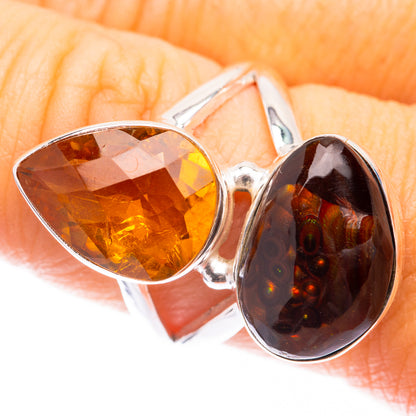 Mexican Fire Agate, Citrine Ring Size 8 (925 Sterling Silver) R141575