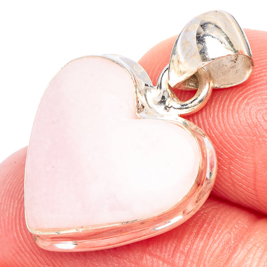 Pink Opal Heart Pendant 1" (925 Sterling Silver) P44233