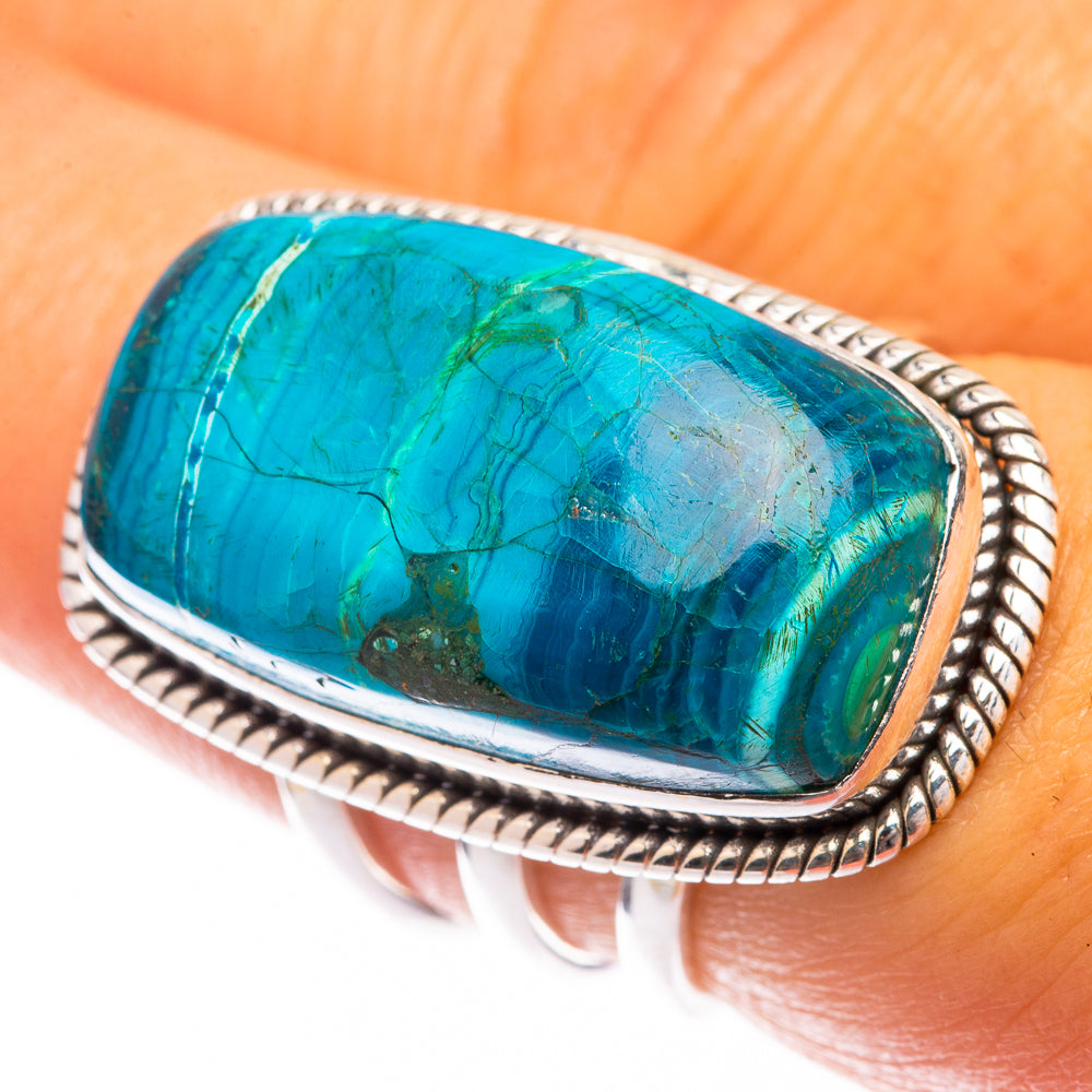 Malachite In Chrysocolla Ring Size 6.75 (925 Sterling Silver) R141188