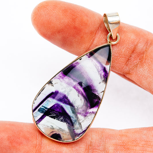 Premium Fluorite Pendant 2 1/8" (.925 Sterling Silver)