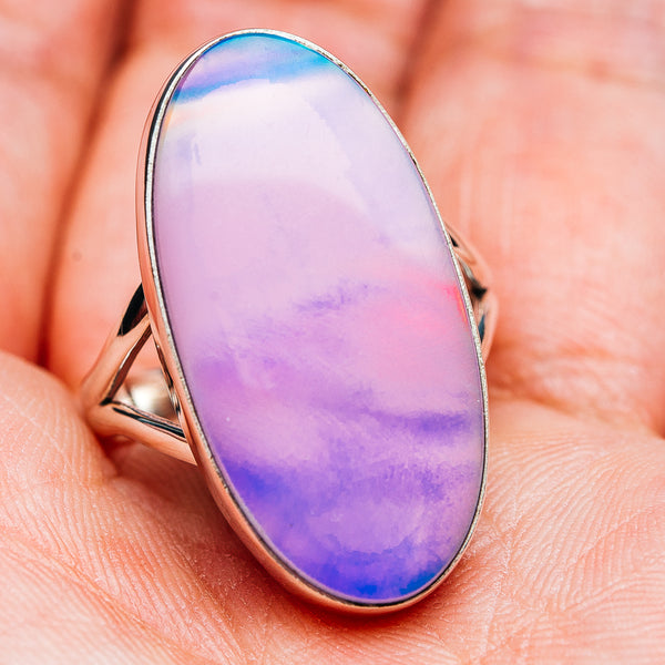 Premium Pink Aurora Opal Ring Size 9 (.925 Sterling Silver)