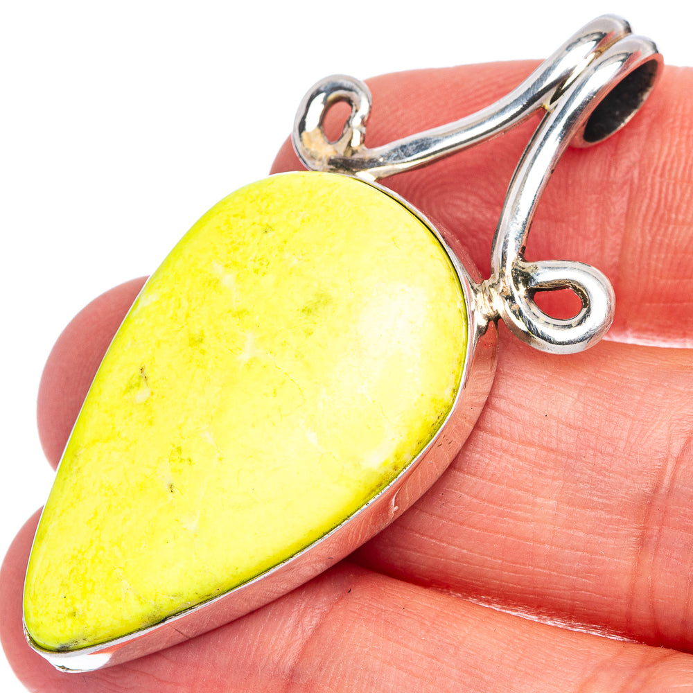 Lemon Chrysoprase Pendant 1 7/8" (925 Sterling Silver) P40088