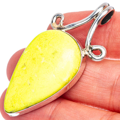 Lemon Chrysoprase Pendant 1 7/8" (925 Sterling Silver) P40088