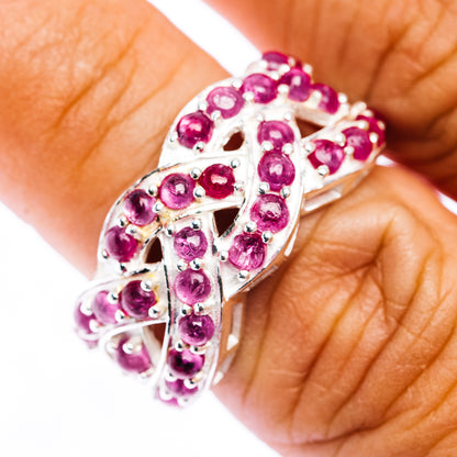 Burmese Ruby Cluster Ring Size 7 (.925 Sterling Silver)