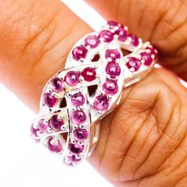 Burmese Ruby Cluster Ring Size 7 (.925 Sterling Silver)
