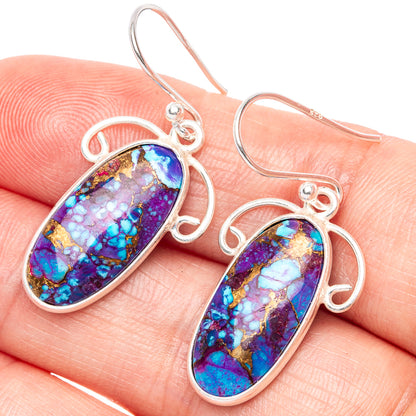 Turquoise spiny oyster drop earrings with oval stone and 925 sterling silver hooks