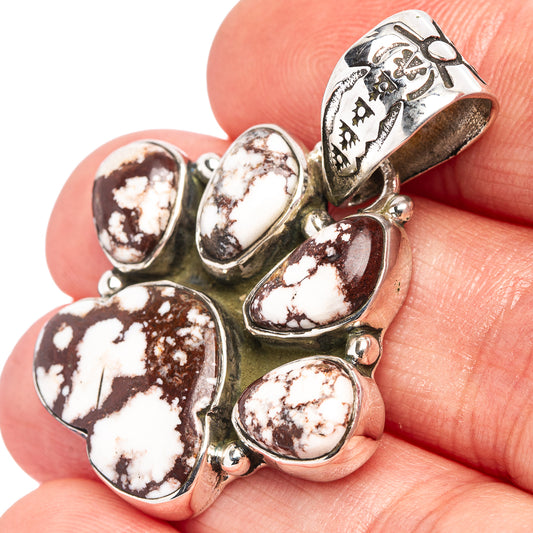 Sterling silver Wild Horse jasper pendant with five oval stones and decorative bail