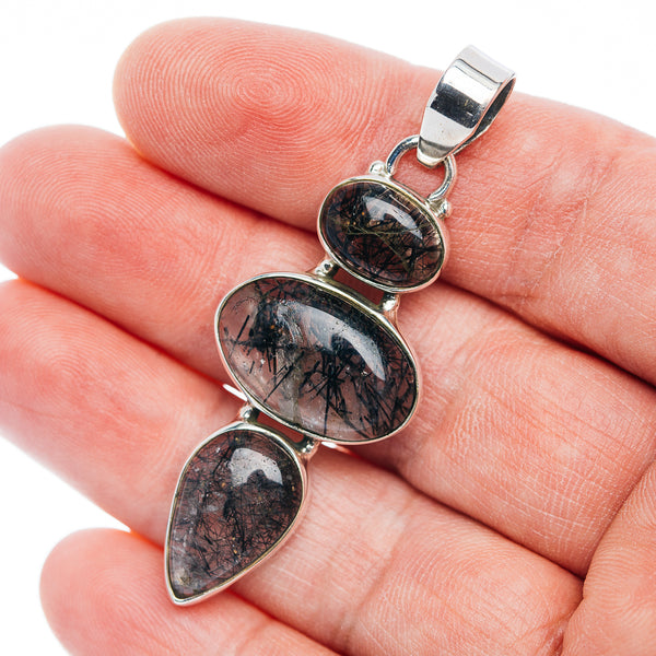 Premium Tourmalinated Quartz Pendant 2 1/4" (.925 Sterling Silver)