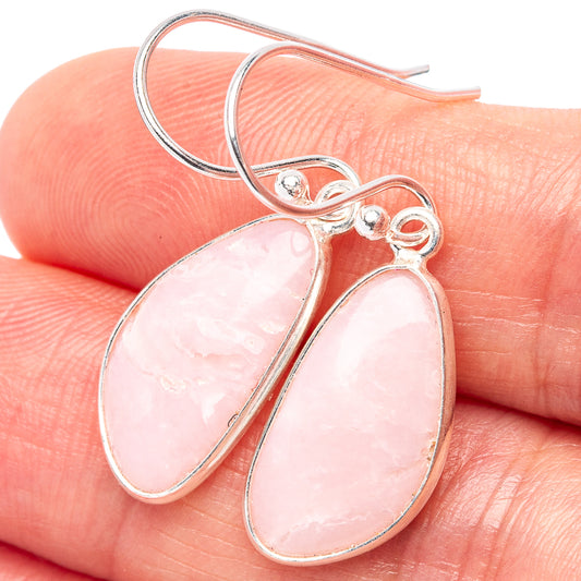 Sterling silver teardrop opal earrings with pink stone bezel and small hook loops